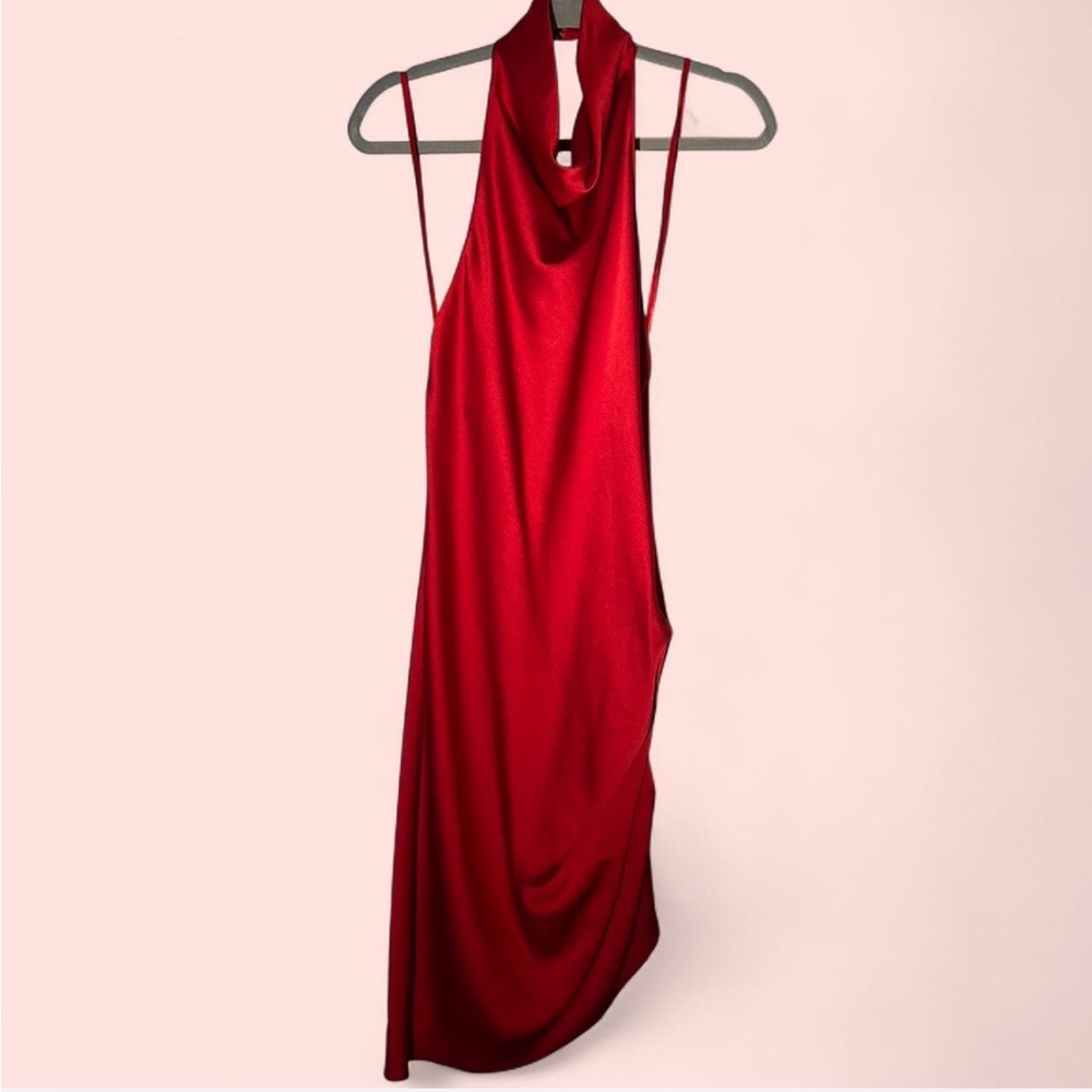 Gianni Bini Red Halter Cowl Neck Cocktail Dress